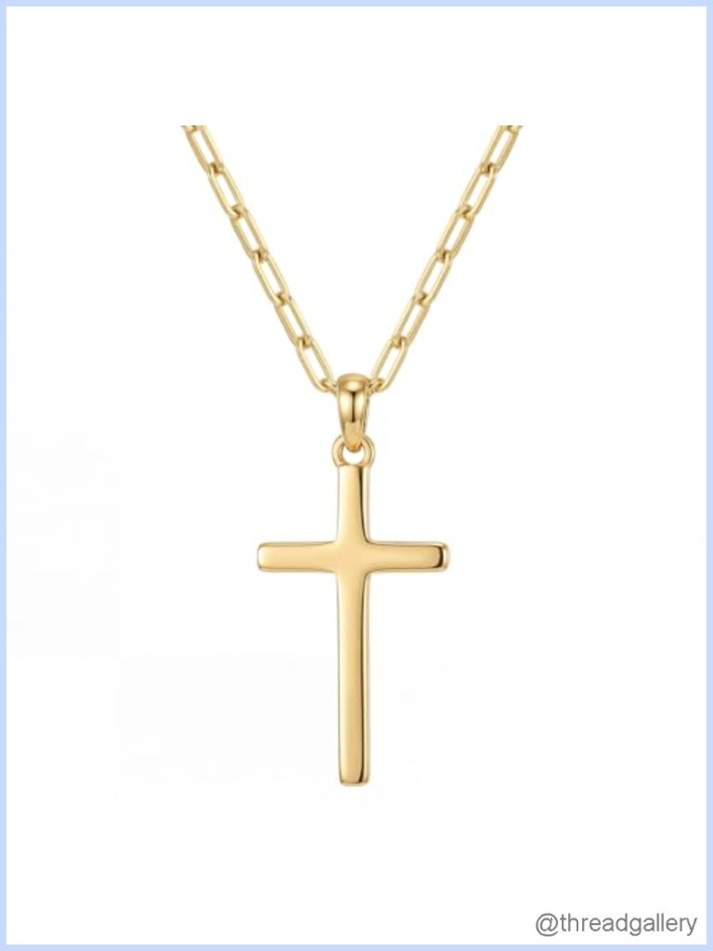 S925 Cross Necklace Paperclip Chain 18K Gold Plated Adjustable Detachable